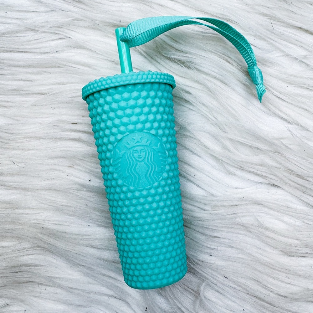 Starbucks Studded Ornament Keychain China 2022 Holiday Advent Matte Tiffany Blue